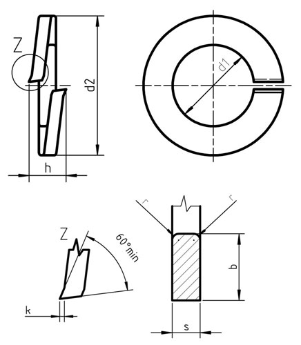 DIN 127 A Spring Lock Washers, Form A