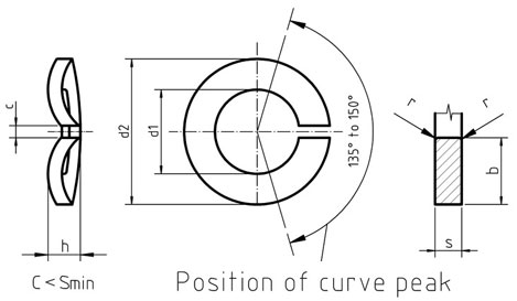 DIN 128 A Split Spring Washers Curved, Form A