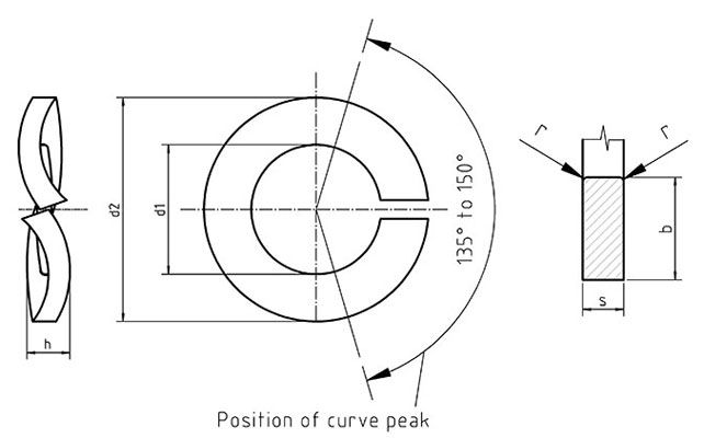 DIN 128 B Split Spring Washers Curved, Waved B